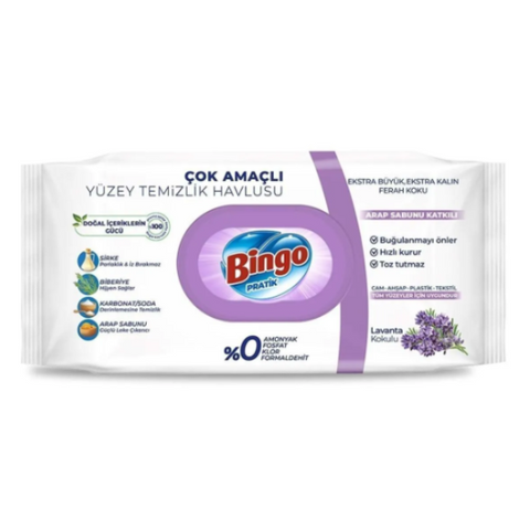 Bingo Surface Cleaning Wet Wipes -Lavender 96 CT, 12/cs.