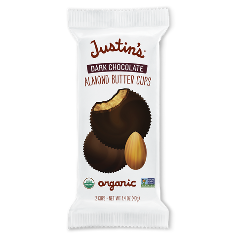 Justin's Organic Almond Butter Cups, Dark Chocolate 1.4 Oz, 12/cs  EXP:10/13/2026