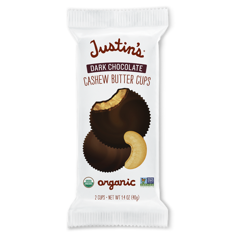Justin's Dark Chocolate Cashew Butter Cups 2 Pk 1.4 Oz, 12/cs  EXP: 10/22/2026