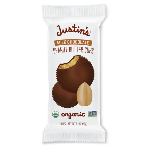 Justin's Organic Milk Chocolate Peanut Butter Cups 1.4 Oz, 12/cs. EXP: 10/2/2026