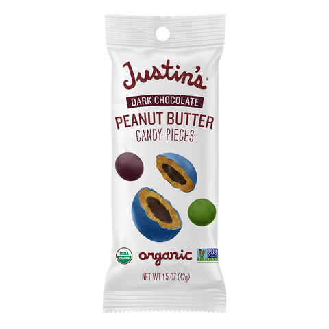 Justin's Dark Chocolate Candy Pieces Peanut Butter 1.5 Oz, 12/cs  EXP: 10/22/2026