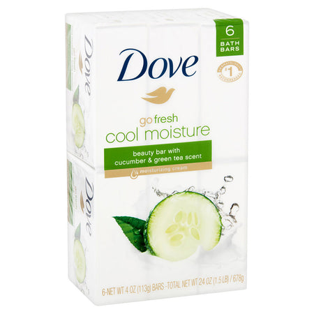 Dove Bar Soap -Cool Moisture Cucumber 6 Pk, 3.75 Oz, 12/cs.