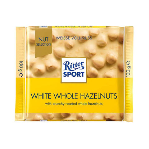 Ritter Sport White Whole Hazelnut 100 G, 10/cs EXP:4/3/2027