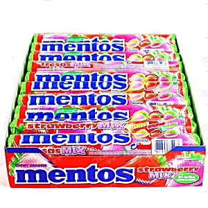 Mentos Candy Roll -Strawberry Mix 37 G, 20/cs.  EXP: 02/2029