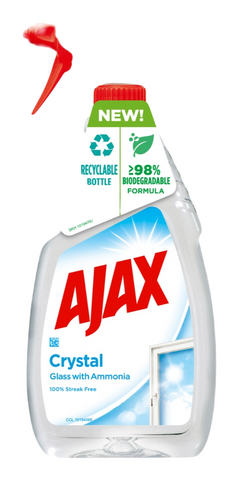 Ajax Glass Cleaner -Crystal Clean 750 Ml, 12/cs