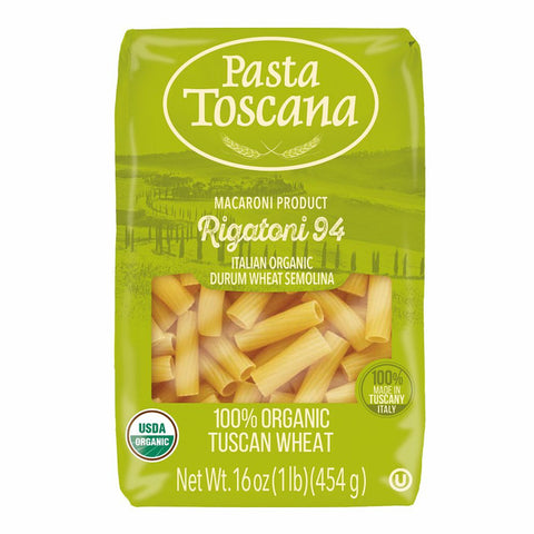 Pasta Toscana Organic Pasta -Rigatoni 1 Lb, 12/cs.  EXP: 05/07/2028