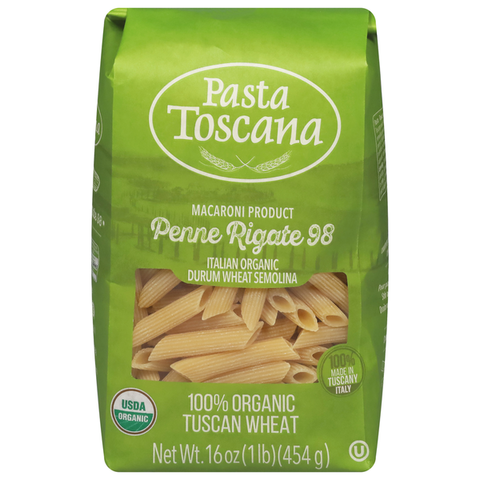Pasta Toscana Organic Pasta -Penne Rigate 1 Lb, 12/cs. EXP: 1/31/2029