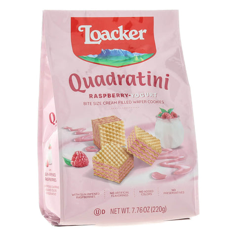 Loacker Quadratini Raspberry-Yogurt 220 G (7.76 Oz), 6/cs.
