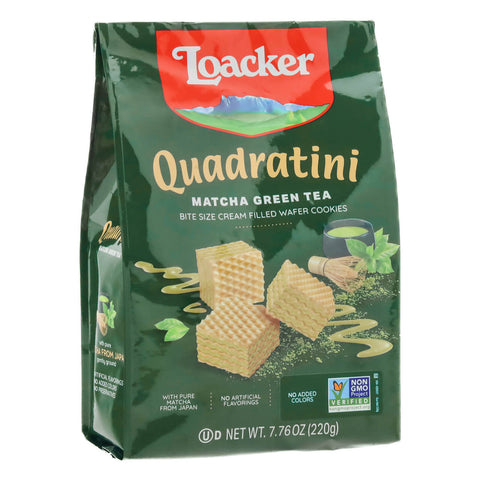 Loacker Quadratini Matcha 220 G (7.76 Oz), 6/cs. EXP: 09/2027