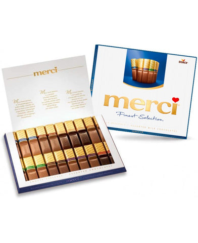 Merci Finest Selection Assorted Milk Chocolate Blue 250 G(8.8 Oz), 10/cs.  EXP: 01/07/2026