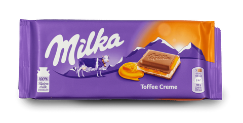 Milka Chocolate -Caramel Toffee Bars 100 G, 18/cs EXP:06/26