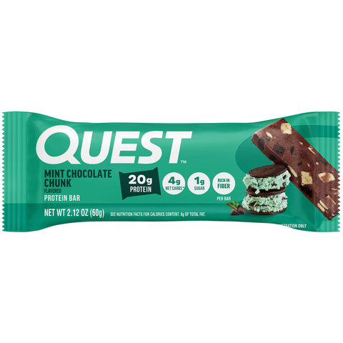 Quest Protein Bar -Mint Chocolate Chunk 2.12 Oz (60 G), 12/cs. EXP: 5/12/2027