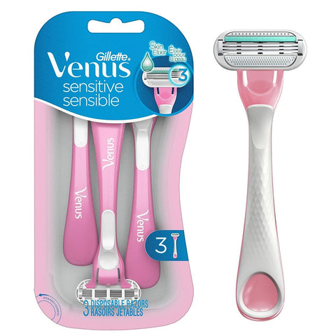 Gillette Disposable Razor Venus Sensitive 3 Ct, 6/cs.