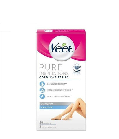 Veet Cold Wax Strip -Legs & Body Pure Inspiration 20 CT, 6/cs