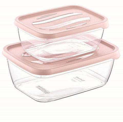 Plastic Charisma Rectangle Storage Set Of 2( 0.9 ML+1.6 ML), 24/cs.