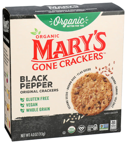 Marys Gone Crackers Organic  -Black Pepper 4 Oz, 6/cs