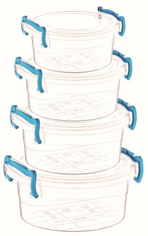 Plastic Round Storage Box Set Of 4 (0.3 LT+0.6 LT+1.20 LT+2.2 LT), 12/cs.