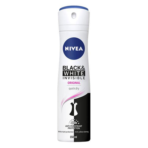 Nivea Body Spray Women Black & White Invisible 150 Ml, 12/cs.