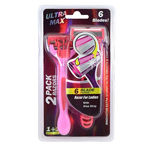 Ultramax Razor 6 Blade 2 Pk, Pink 24/cs.