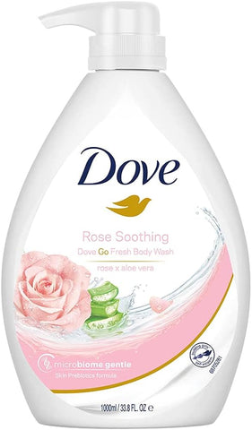 Dove Body Wash w/Pump Rose Soothing 33.8 Oz, 12/cs.