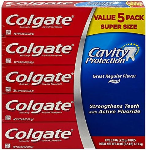 Colgate Toothpaste Regular Cavity Protection 5 Pk, 8 Oz, 8/cs.