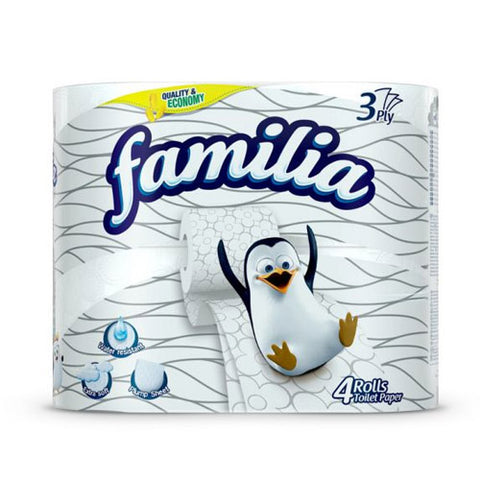 Familia Plus Toilet Paper Regular 3 Ply, 4 Roll, 12/cs.