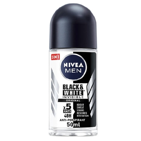 Nivea Roll On Men Invisible Black& White Original 50 Ml, 12/cs.