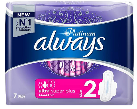 Always Women Pads Platinum Ultra Super Plus 7 Ct, 20/cs.