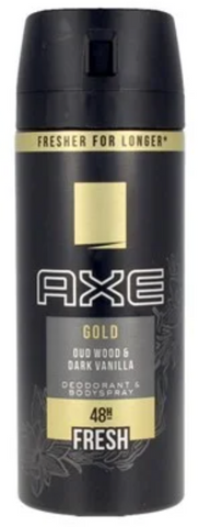 Axe Body Spray Gold Oud Wood & Dark Vanilla 150 Ml, 6/cs.