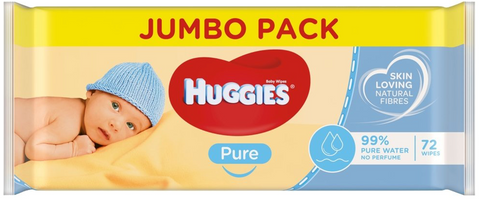 Huggies Baby Wipes Pure 72 Ct, 10/cs.