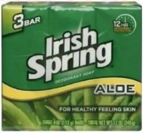 Irish Spring Bar Soap 3 pk. Aloe 3.75 Oz, 18/cs.