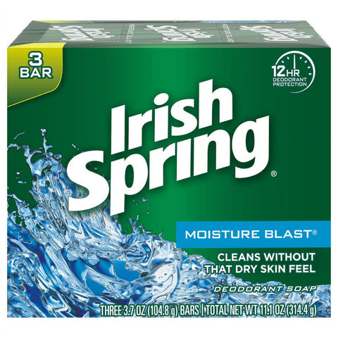 Irish Spring Bar Soap 3 pk. Moisture Blast 3.75 Oz, 18/cs.