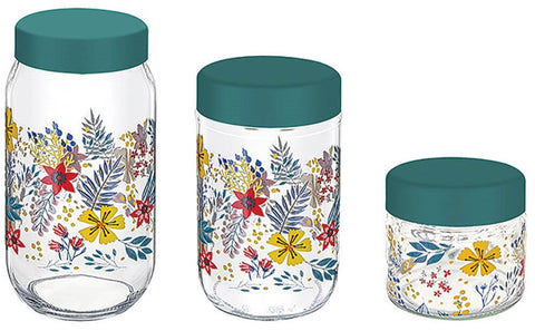 Glass Decorated Jar w/Gift Box Set Of 3 0.33 LT (11.1 Oz)+0.66 LT (22.3 Oz)+1 LT (33.8 Oz), 6/cs.