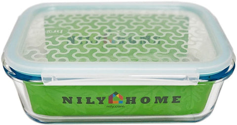 Nily Glass Lock&Lock Container w/Plastic Lid 1040 ML (35.17 Oz), 24/cs.