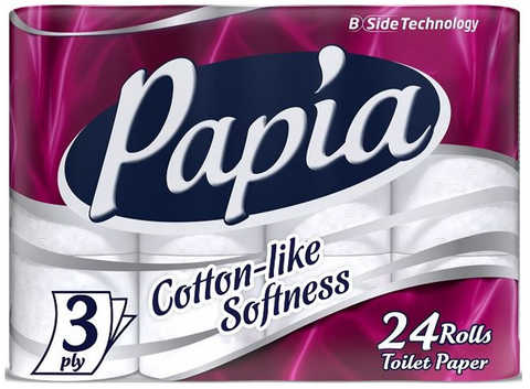 Papia Toilet Paper 24 Roll, 3/cs.