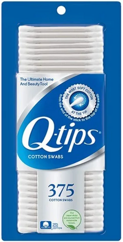 QTips Cotton Swabs 375 Ct, 12/cs.