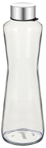 Glass Plain Water Bottle w/Silver Lid 0.75 LT (25.3 Oz), 12/cs.