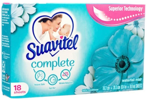 Suavitel Dryer Sheet Waterfall Mist 18 Ct, 15/cs.